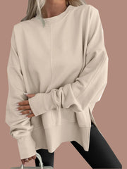 Women's Oversized Thumbhole Long Sleeve Side Slit Sweatshirt (Buy 2 Free Shipping)