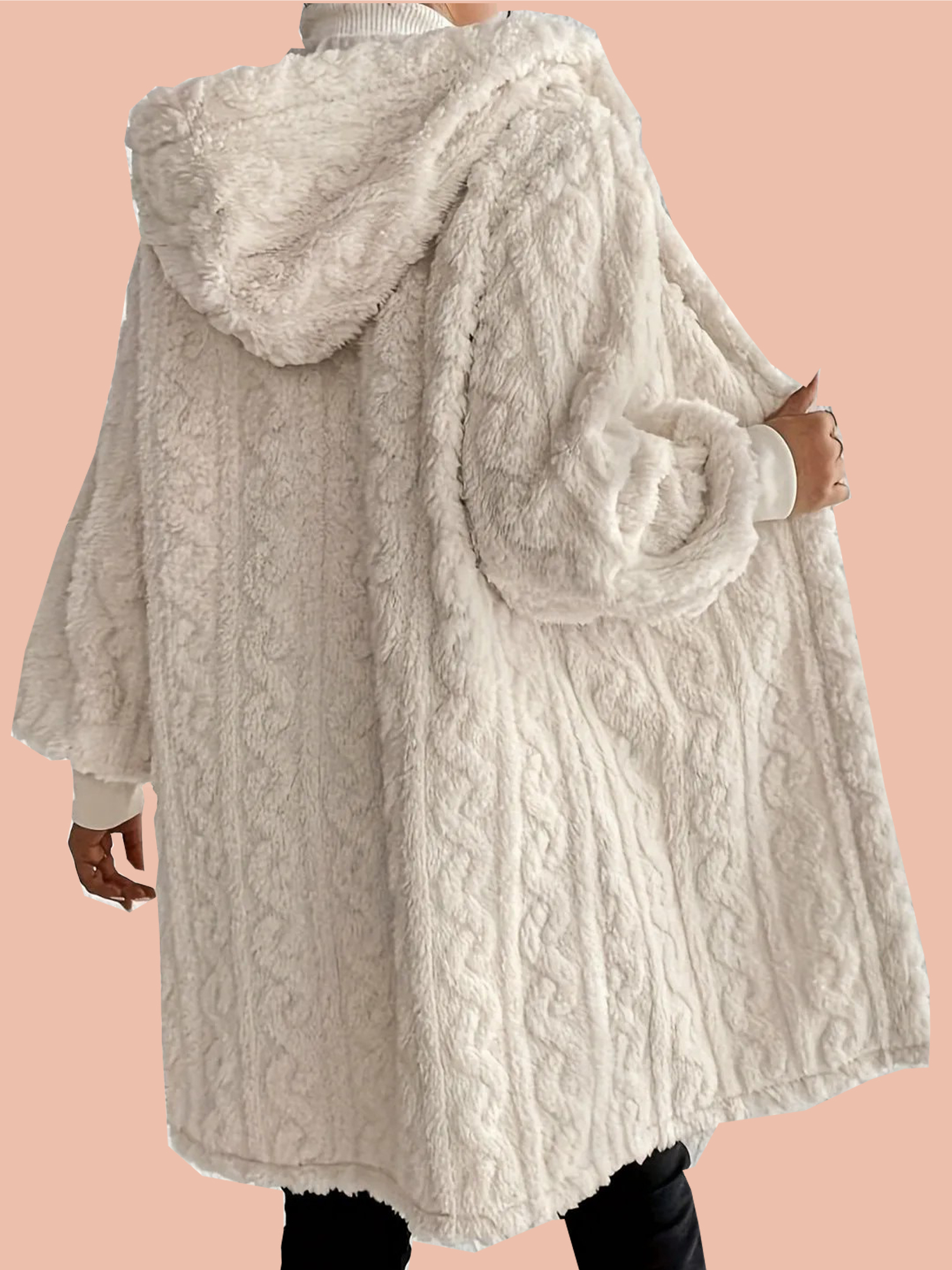 Women's Plush Fleece Soft Midi-Length Jacket with Pockets (Buy 2 Free Shipping)