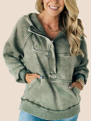 Women's 3/4 Zip Acid Washed Hoodie (Buy 2 Free Shipping)