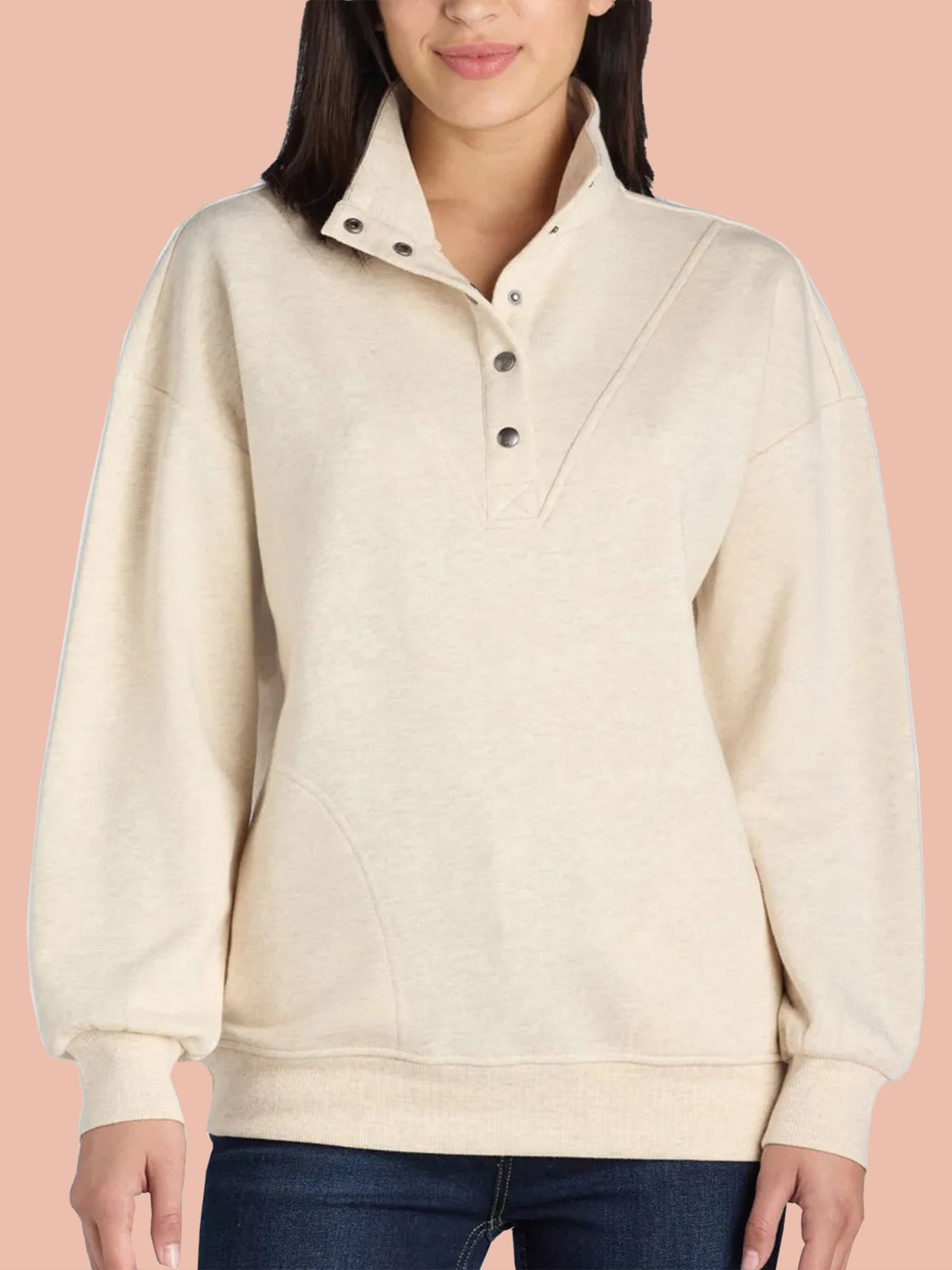 Mock Neck Henley Pullover Sweatshirt (Buy 2 Free Shipping)