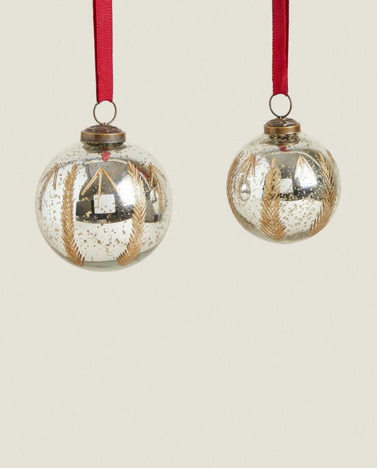 SHINY GLASS CHRISTMAS BAUBLE DECORATION