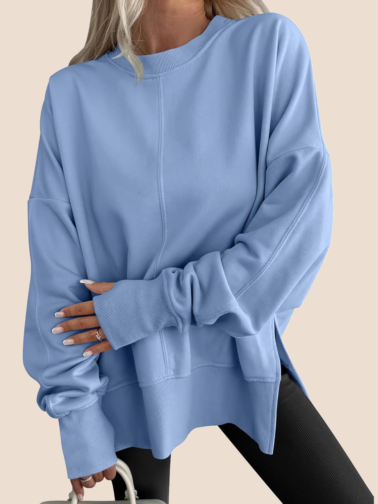 Women's Oversized Thumbhole Long Sleeve Side Slit Sweatshirt (Buy 2 Free Shipping)