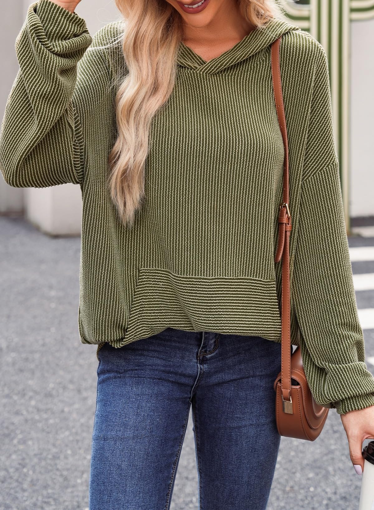 Women's Ribbed Knit Pullover Hoodie (Buy 2 Free Shipping)