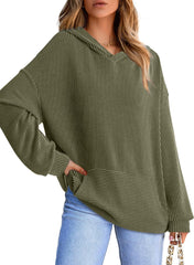 Women's Ribbed Knit Pullover Hoodie (Buy 2 Free Shipping)