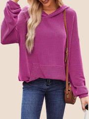 Women's Ribbed Knit Pullover Hoodie (Buy 2 Free Shipping)
