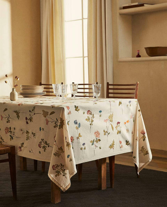 FLORAL PRINT COTTON TABLECLOTH