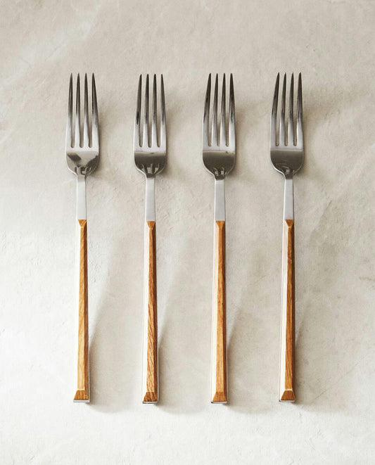 BOX 4 FORKS WITH WOOD-EFFECT HANDLES