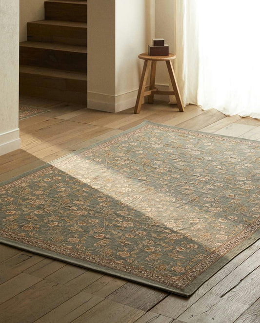 FLORAL PRINT BLOCK RUG