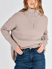 Women's Quarter Zip Rib Knit Cozy Pullover Sweaters  (Buy 2 Free Shipping)