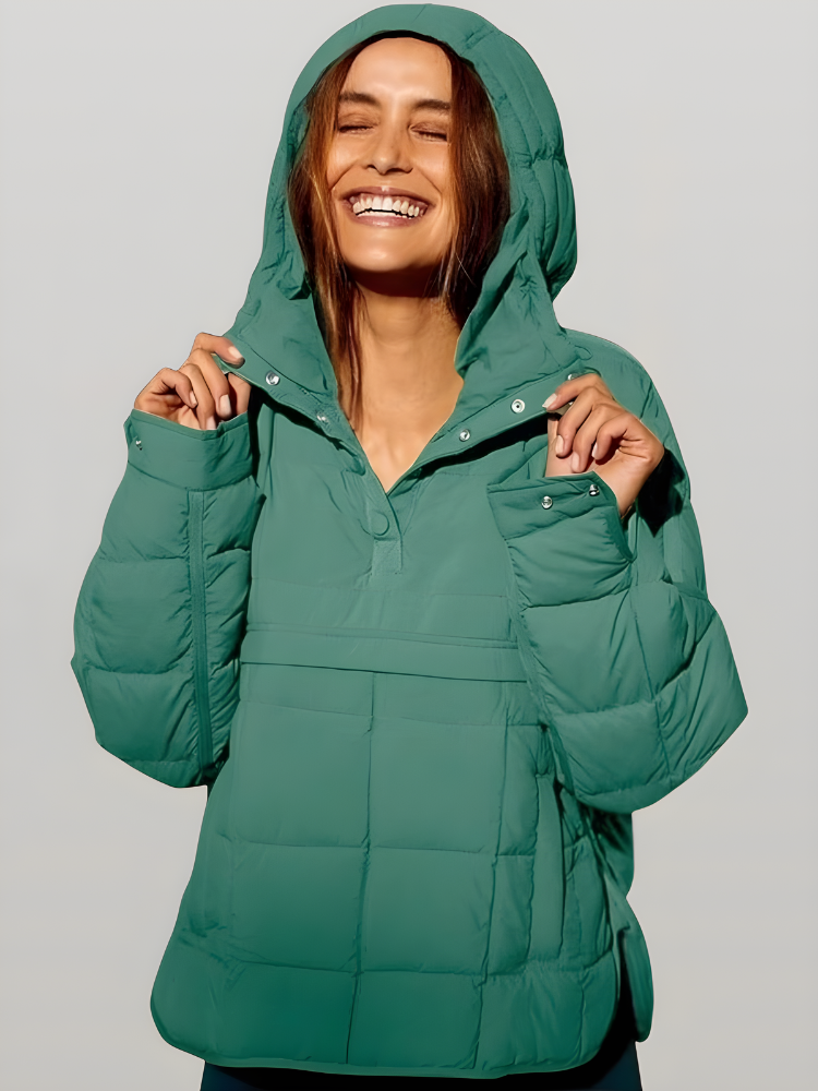 Pixelhy Pullover Puffer.leek, stylish, and warm