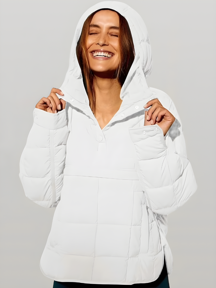 Pixelhy Pullover Puffer.leek, stylish, and warm
