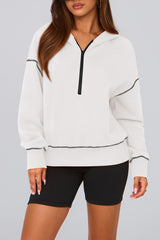 Women's Half Zip Long Sleeve Cropped Hoodie (Buy 2 Free Shipping)