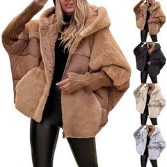 PixelHey Cream Faux Fur Quilted Puffer Coat: Chic Warmth for Winter Days